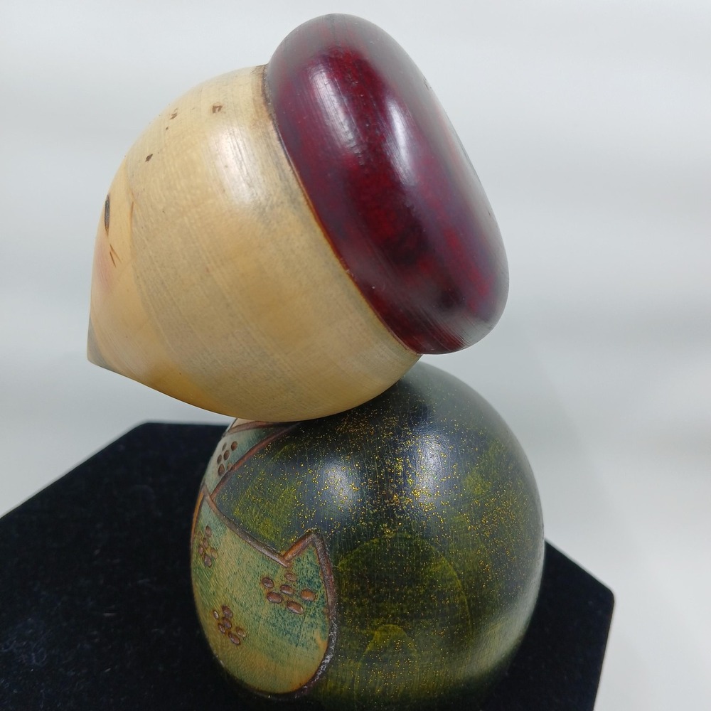 Japanese Kokeshi Wooden Doll Pair Hand Painted Kimono‎ Couple Signed Lacquered - Picture 7 of 15